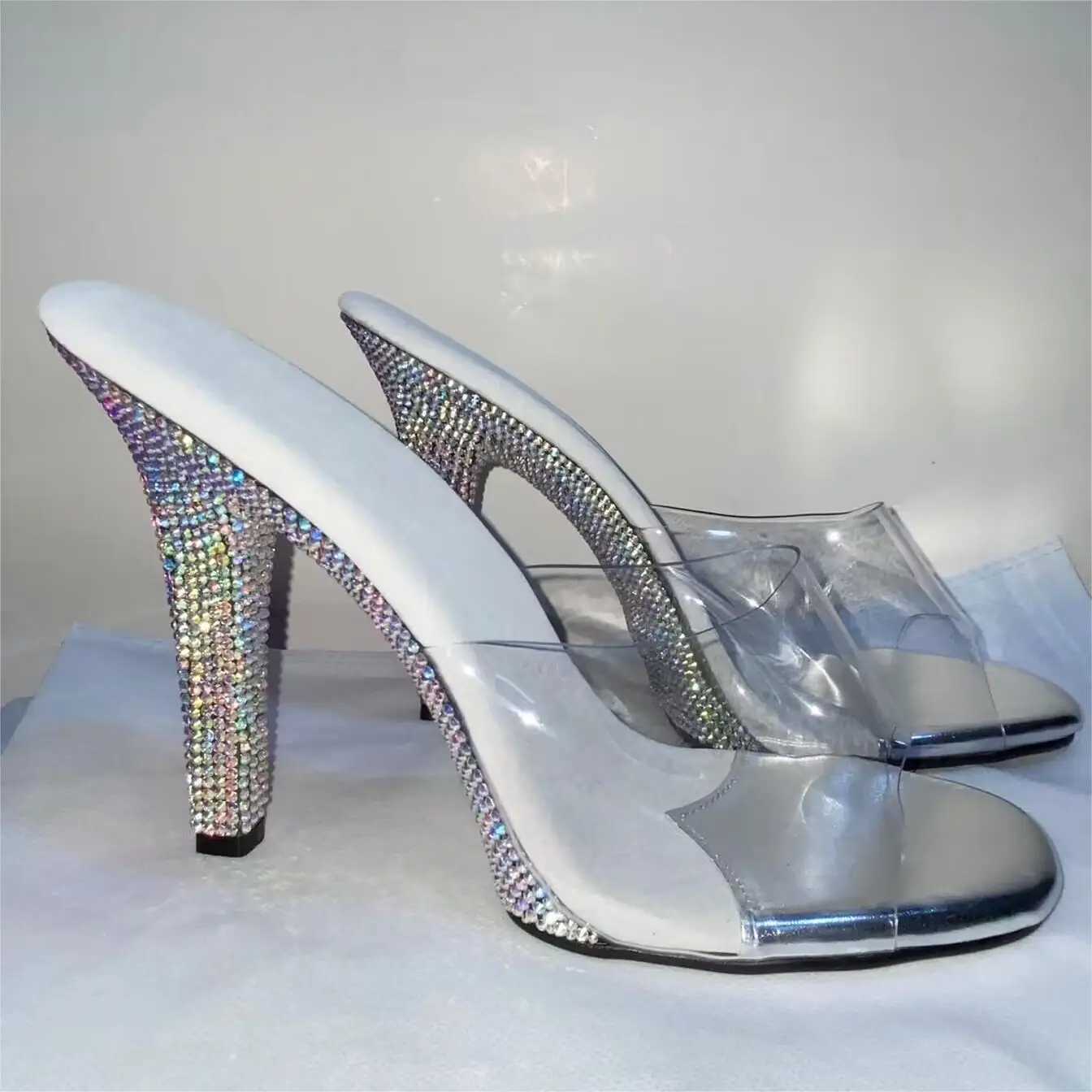 

Brand new 12cm fashion model high heels, non-slip summer party stage show, crystal diamond sole runway dance shoes