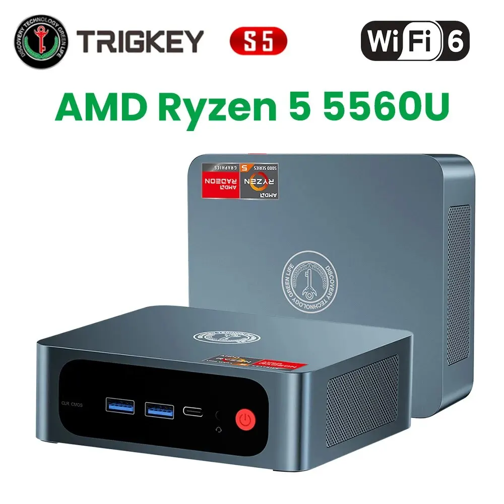 TRIGKEY S5 Mini PC AMD Ryzen 5 5560U Desktop 6C12T 16G DDR4
