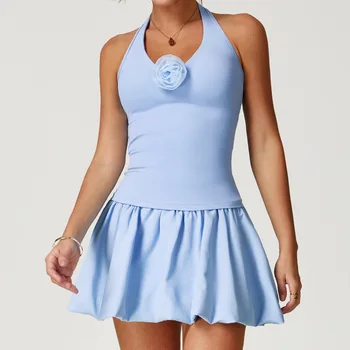 2PCS Yoga Sets Training Sportswear Gym Set Women Workout Clothes High Waist Yoga Short Skirt Sport Bra Summer Suit Athletic Wear