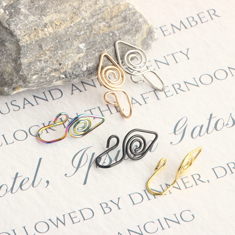 Fake Nose Rings for Women and Men Gold Plated Copper African Nose Cuff Non Piercing for Teen Grirls - Small Clip On Nose Ring Se