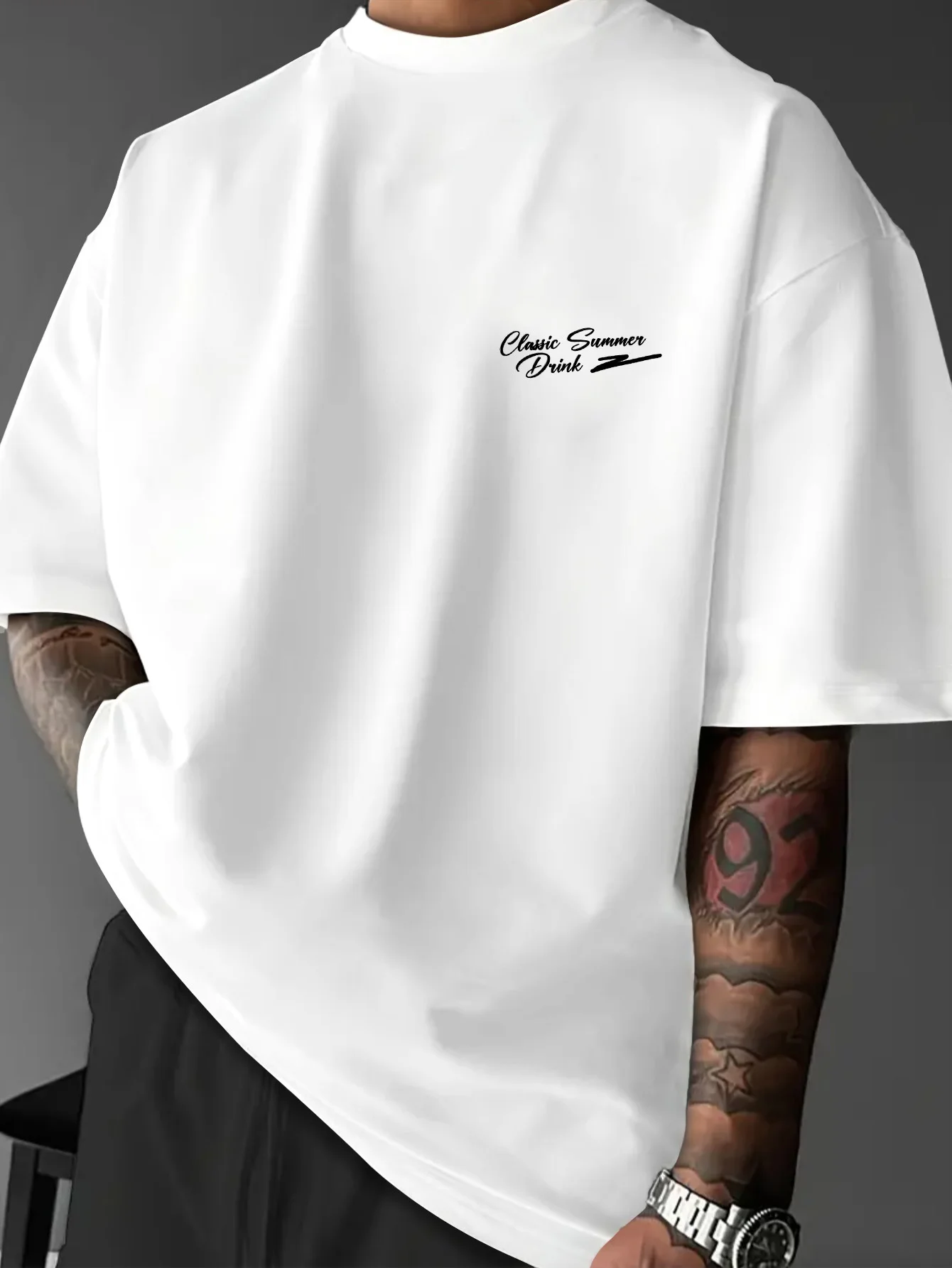 Mojito-Motivmuster Herren-Sommer-T-Shirt, trendig und vielseitig, modisch, bequem, geeignet für den täglichen Gebrauch, 100 % reine Baumwolle – Detail 5