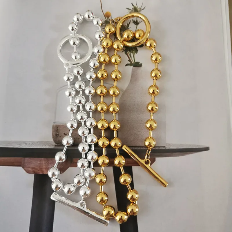 MAY new bead necklace silver buckle fashion belt logo wholesale European fashion gifts