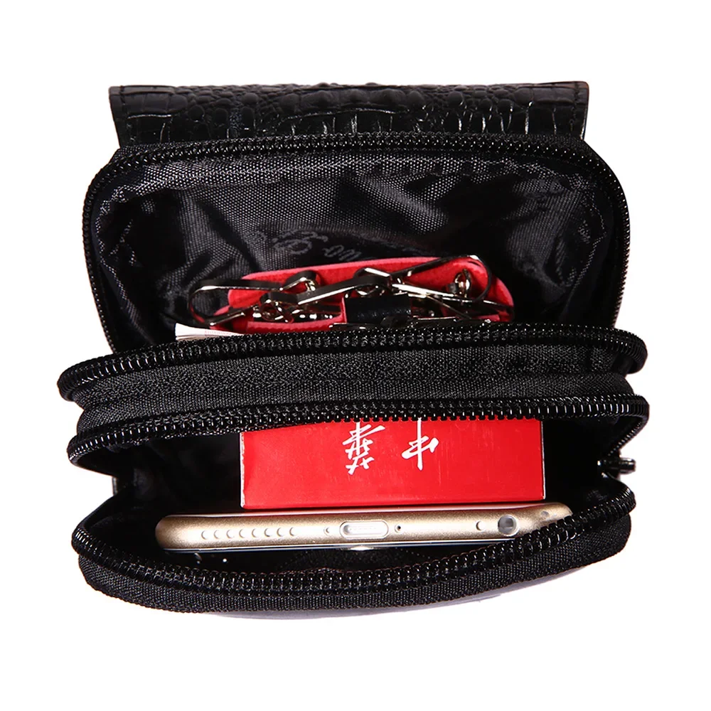 Genuine Leather Men Waist Bag Phone Cover Case