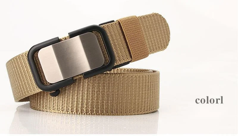 New Nylon Belt with Toothless Automatic Buckle for Men's Casual Versatile Belt, Unisex and Youth Fashion Style_voghion.com