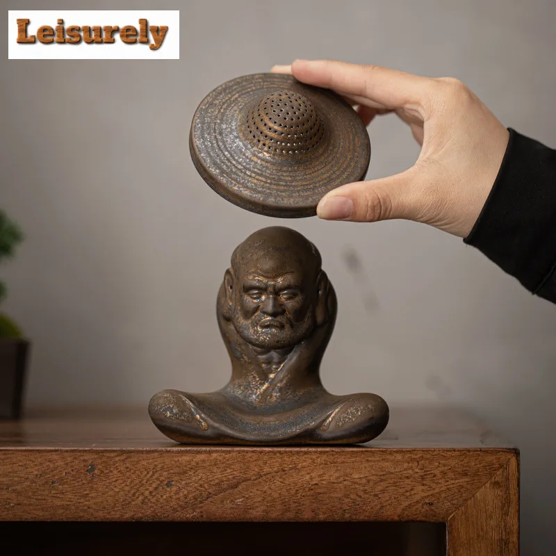 Creative Antique Gilded Tea Separator Infusor Aesthetic Bodhidharma Tea Strainer Zen Tea Soaking Tea Filter for Tea Decoration