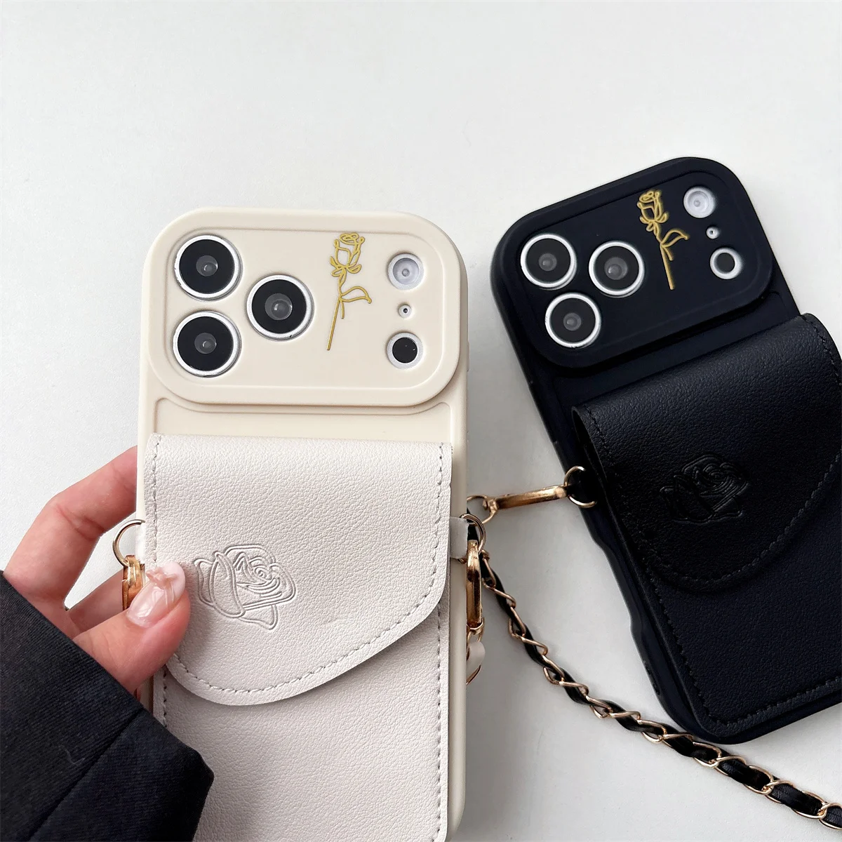 Versatile Crossbody Silicone Phone Case with Leather Wallet and Card Holder Slot