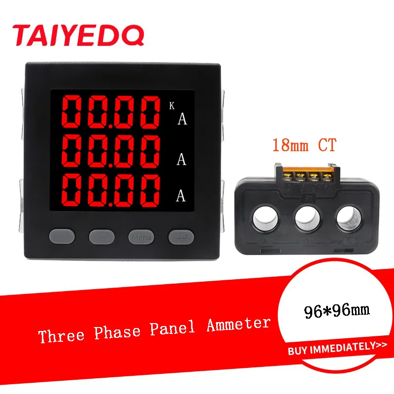 

Трехфазный дневной Амперметр 96*96 мм, панель с цифровым дисплеем и трансформатором тока