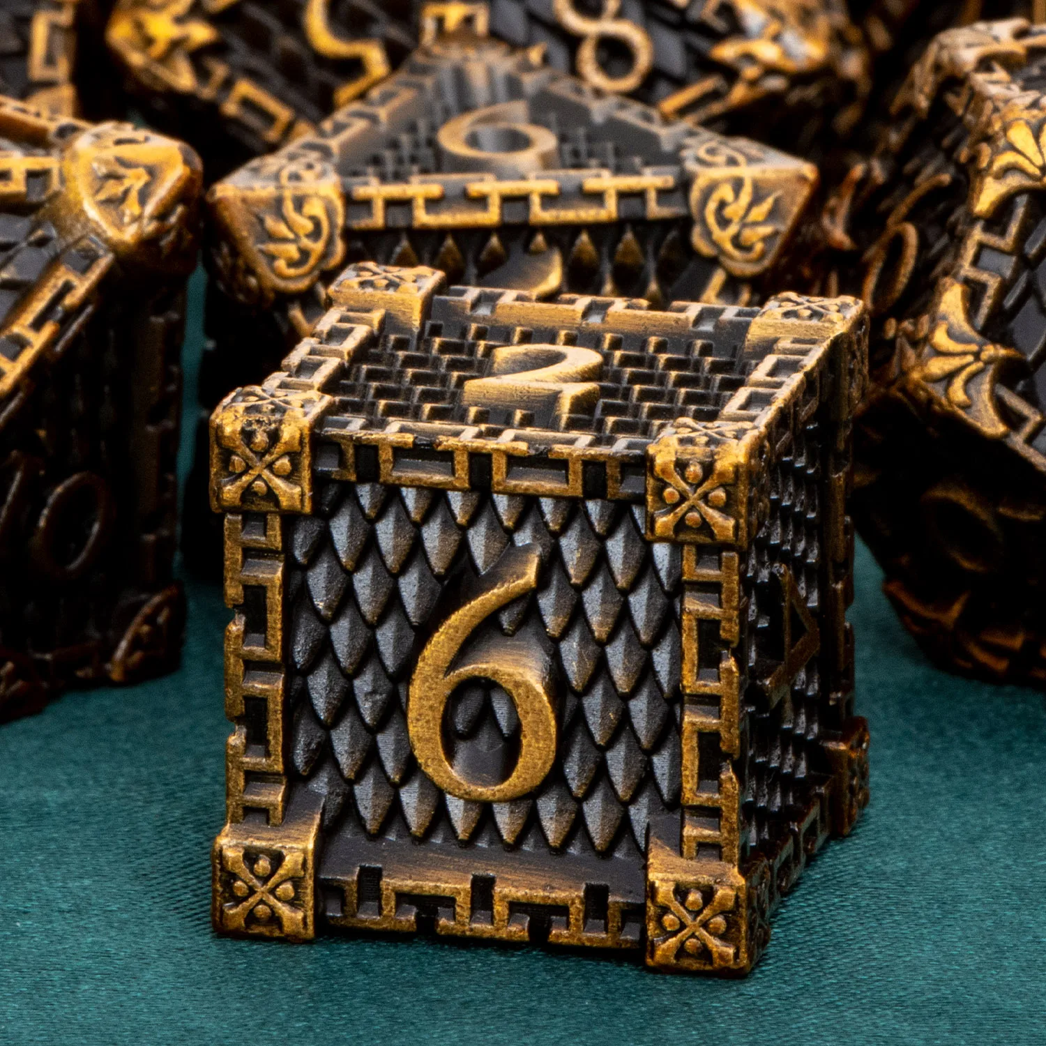 Dnd Blood Dripping D20 Dragon Scale RPG D6 Metal Polyhedral D and D Dungeon and Dragon Pathfinder Role Playing Game D+D Dice Set