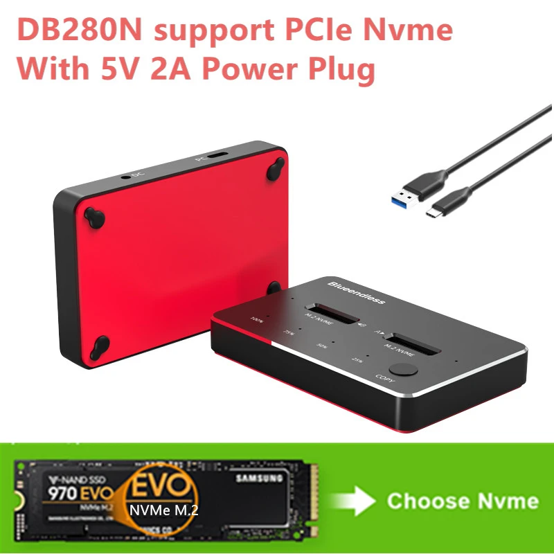 Blueendless Dual bay ssd enclosure usb c m2 ssd external case m2 NVME/NGFF case hdd SSD docking station usb c clone function external hard drive case ssd enclosure hard drive enclosure external hard drive box hdd case enclosure