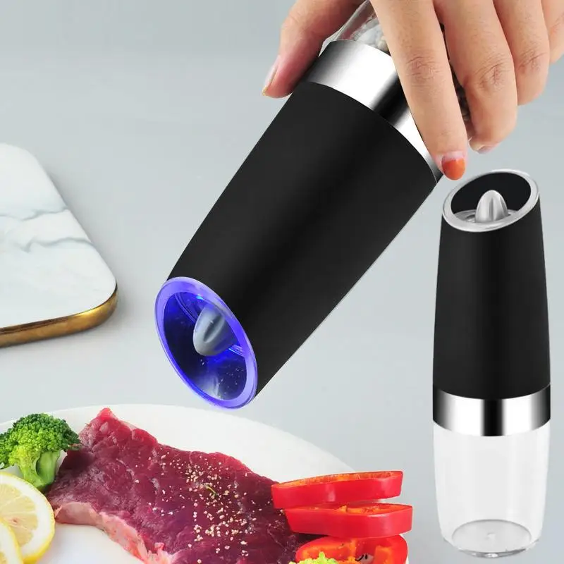 Electric Pepper Mill Salt Pepper Grinder Adjustable Thickness One Handed Operation Gravity Induction Automatic Spice Grinder