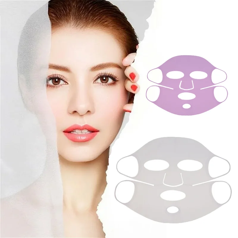 

2pcs Reusable Hanging Ear Lifting Full Face Mask 2 Colors Moisturizing Anti-evaporation Separable Silicone Mask Skin Care Tools