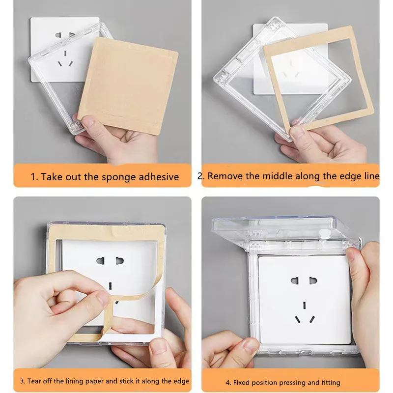 Model 86 receptacle waterproof cover Self-adhesive switch protective cover baby protective Bath receptacle splash box