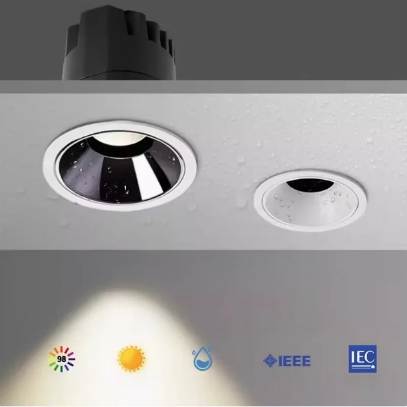 ไฟหลอดแบบกันน้ำ ปรับมุมได้ ฝังในผนัง 7W 10W 15W 18W สำหรับห้องน้ำ ห้องอาบน้ำ พื้นที่เปียก ป้องกันความชื้นและฝ้า ระดับการป้องกัน IP65 1