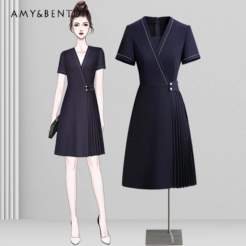 

New Business Dress Women's Summer Fashionable Stylish Waist-Tight Covering Belly Thin Sales Shopping Guide Work Clothes Workwear