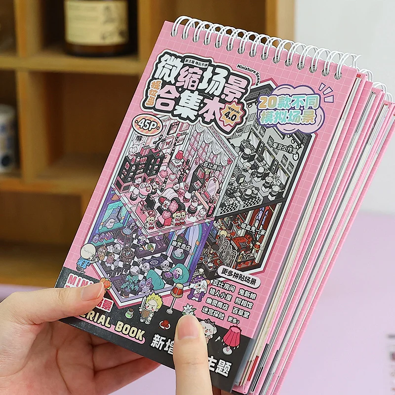 25pcs Die-Cut Stickers + 20 Scene Cards, Micro-Pore Theme Diorama Sticker Book for Journal Scrapbooking 3D Layout Set, Mr. Paper