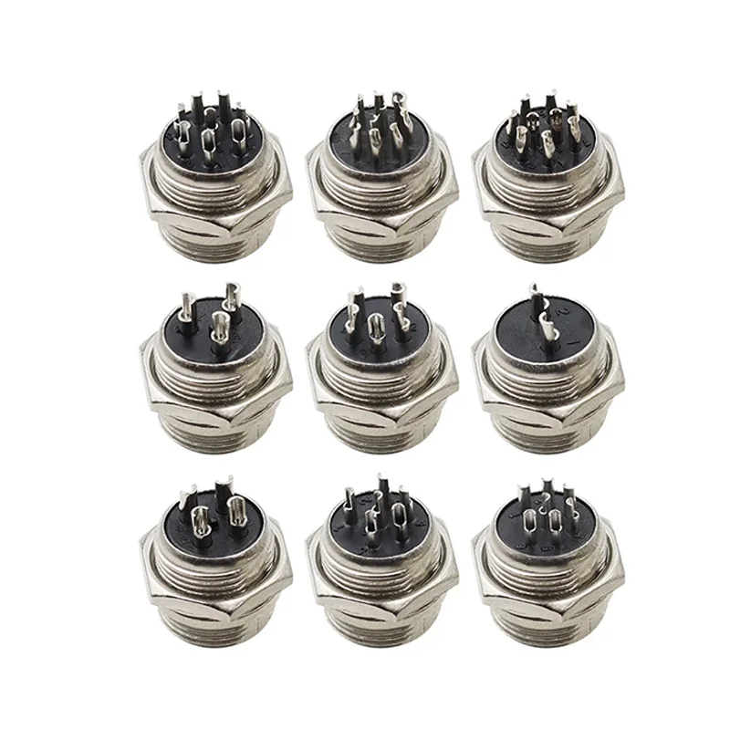 5pcs GX16 2/3/4/5/6/7/8/9/10 핀 남성 & 여성 16mm 금속 원형 항공 커넥터 소켓 플러그 2PIN 3PIN 4PIN 5PIN 6PIN 7PIN