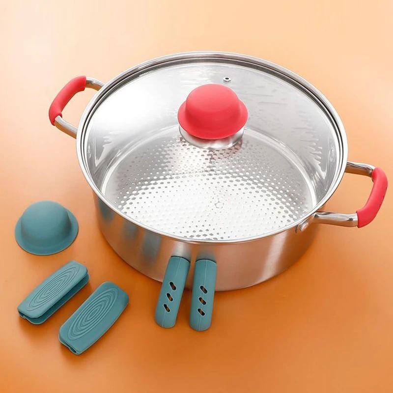 SiliconePanHandleCoverProtectiveHeatResistantPotPanLidsKnob