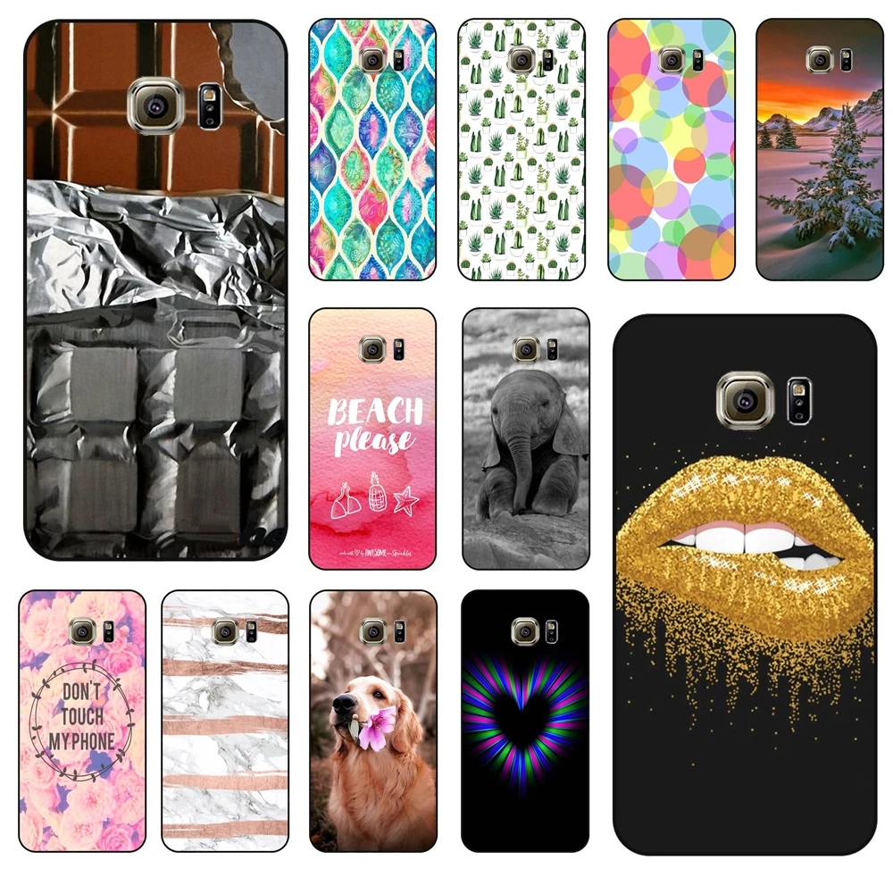Per Samsung Galaxy S6 Black Cover Fashion Etui Landscape Per Samsung Galaxy S6 Costoso Telefono Cellulare Morbido Pelle Morbida Tpu Phone