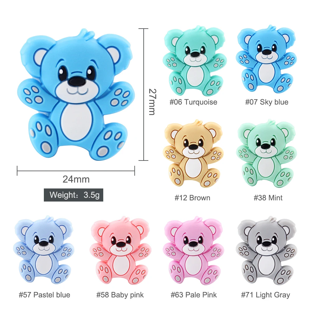 Silicone Beads 5pcs Silicone beads animal Koala unicorns baby Silicone Beads For Pacifier Clips DIY Cute Teething Toys Baby Teether