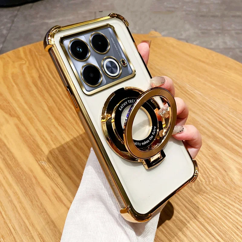 Luxury Shockproof Magnetic Bracket Case with Holder and Magsafe Compatibility