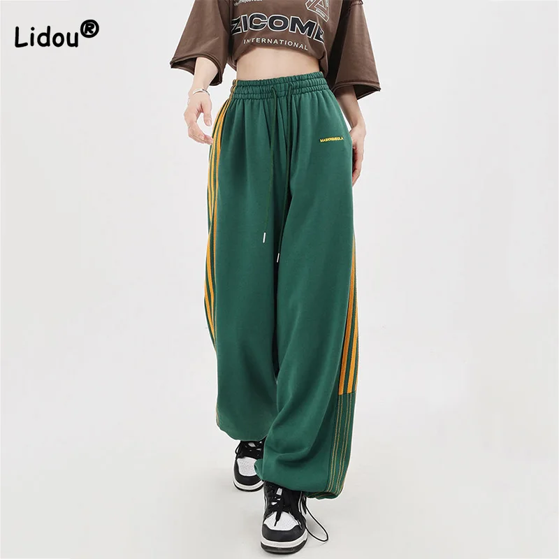 SOFIA'S CHOICE Pantalones Deportivos De Cintura Alta Con Cordón Y Bolsillos Para Mujer, Pantalones Sueltos De Pierna Recta, Rosado