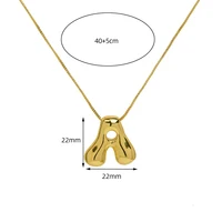 Golden Color Stainless Steel Initial Necklace for Women Girls Chunky Bubble Letter Pendant Necklaces Trendy Collar Jewelry Gift 6