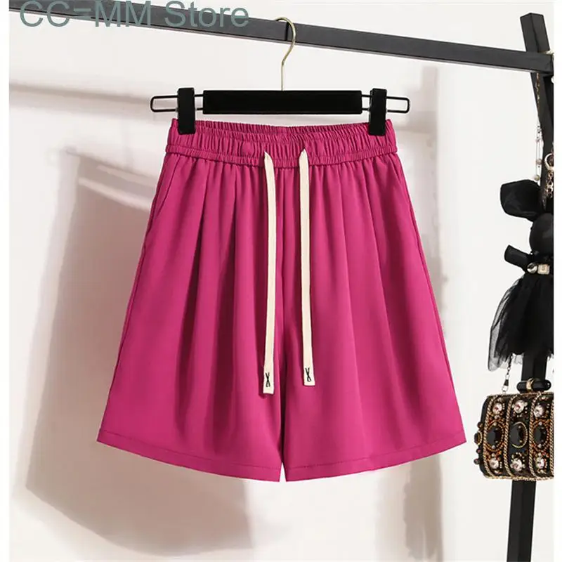 New Drawstring Shorts for Women Summer Korean Fashion High Waisted Baggy Shorts Office Ladies Solid Casual Shorts