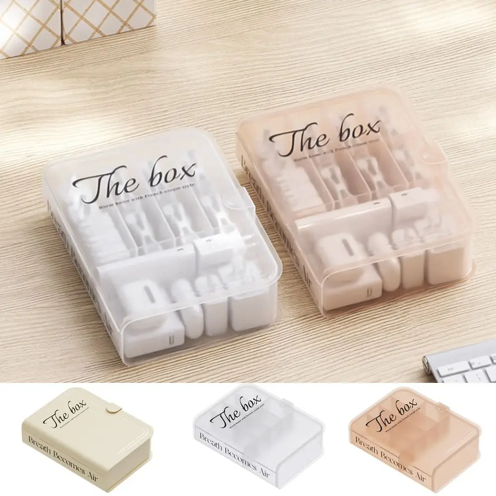 

Book Shape Data Cable Storage Box Plastic Dustproof Sundries Organizer Box with Lid 8 Compartments Wire Drawer Organizer Home