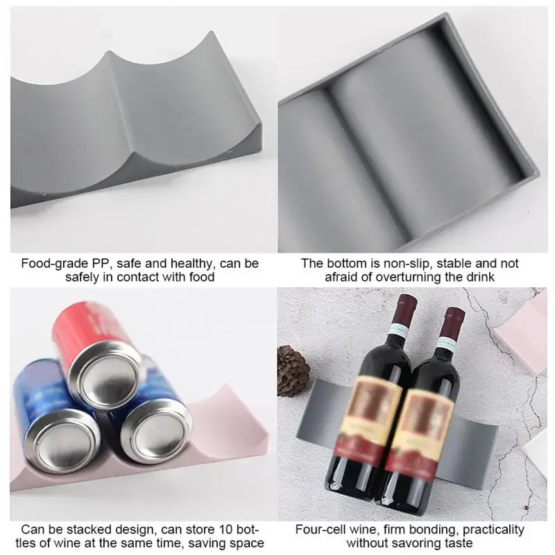 1PCWine Rack Stackable Bottle Holder Countertop Wine Bottle Rack Wine Bottle Can Organizer For Pantry Cabinet Refrigerator Home 5