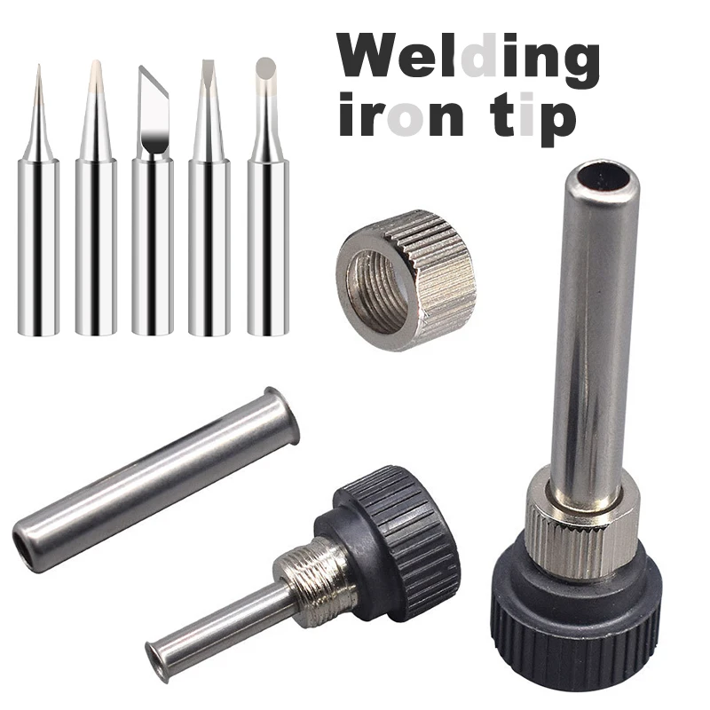 

Handle Steel Pipe Nut Thermostatic Soldering Iron Head 900M Internal Heating 5-pack Sharp and Slanted Flat Blade Soldering Tip