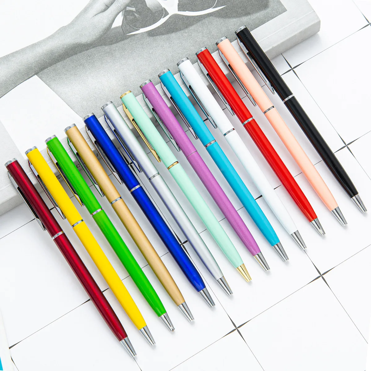 100pcs/lot Personalize Metal Ballpoint Pen Support logo/Text words engraved advertising wholesale Customized metal pen