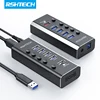 RSHTECH USB Hub 4 Port USB 3.0 Data Hubs 5Gbps Syncing Data Transfer Support Fast Charging Aluminum USB Splitter with Switches 1