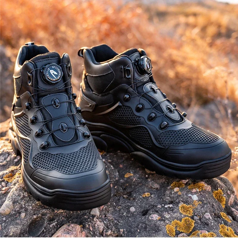 Top Grade Rotary Buckle Men Work Safety Boots Work Sneakers Safety Shoes Men Indestructible Boots Anti smashing