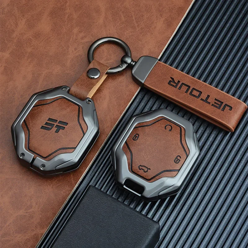 Chery Jetour Traveller Jetour T2 Turn Keychain Leather Alloy Car Keys Accessories Key Case Cover Key Case Keychain Holder