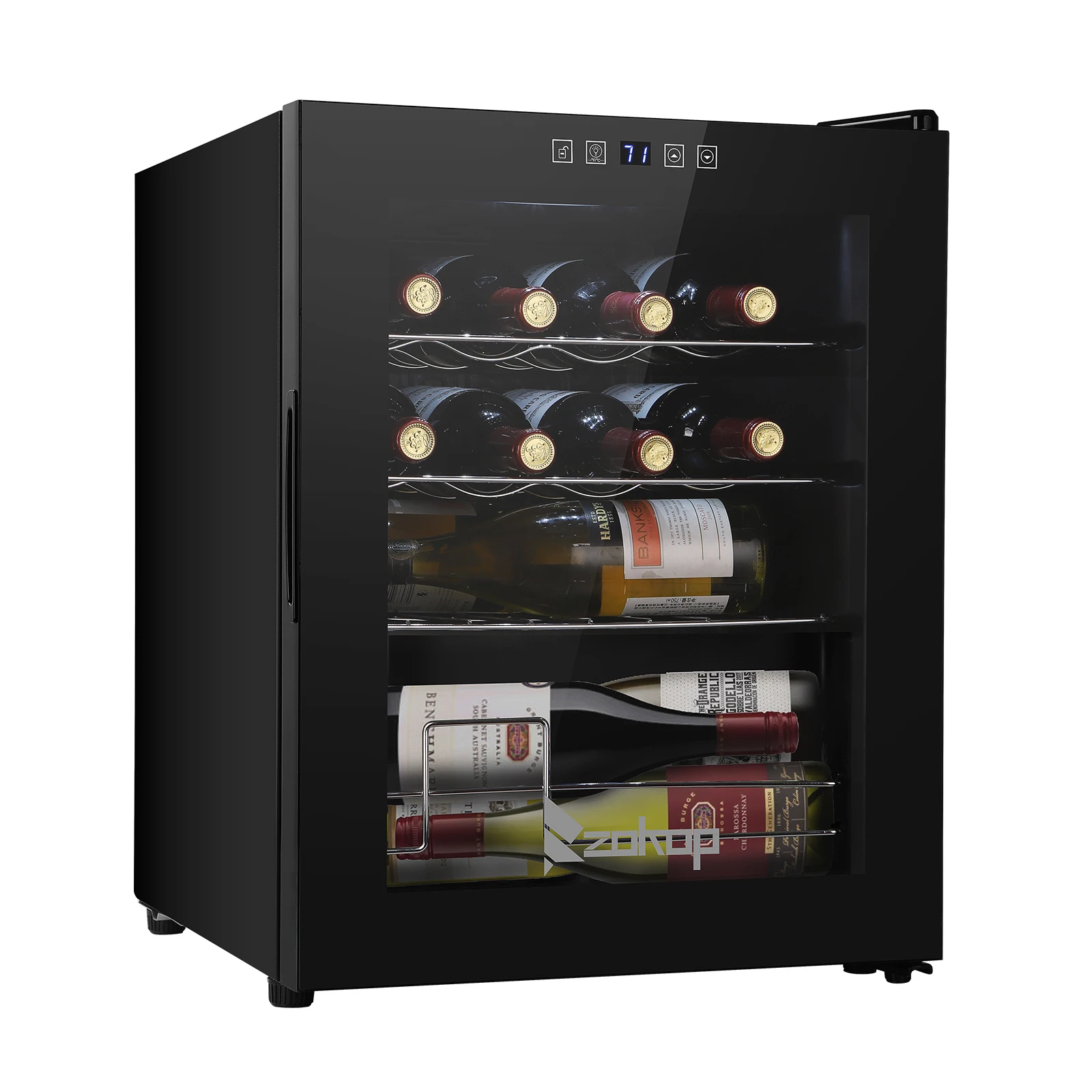 JC-48 115V 85W 1.7cu.ft/49l Electronic Wine Cabinet Cold Rolled Sheet Transparent Glass Door / 16Bottle with Display Black