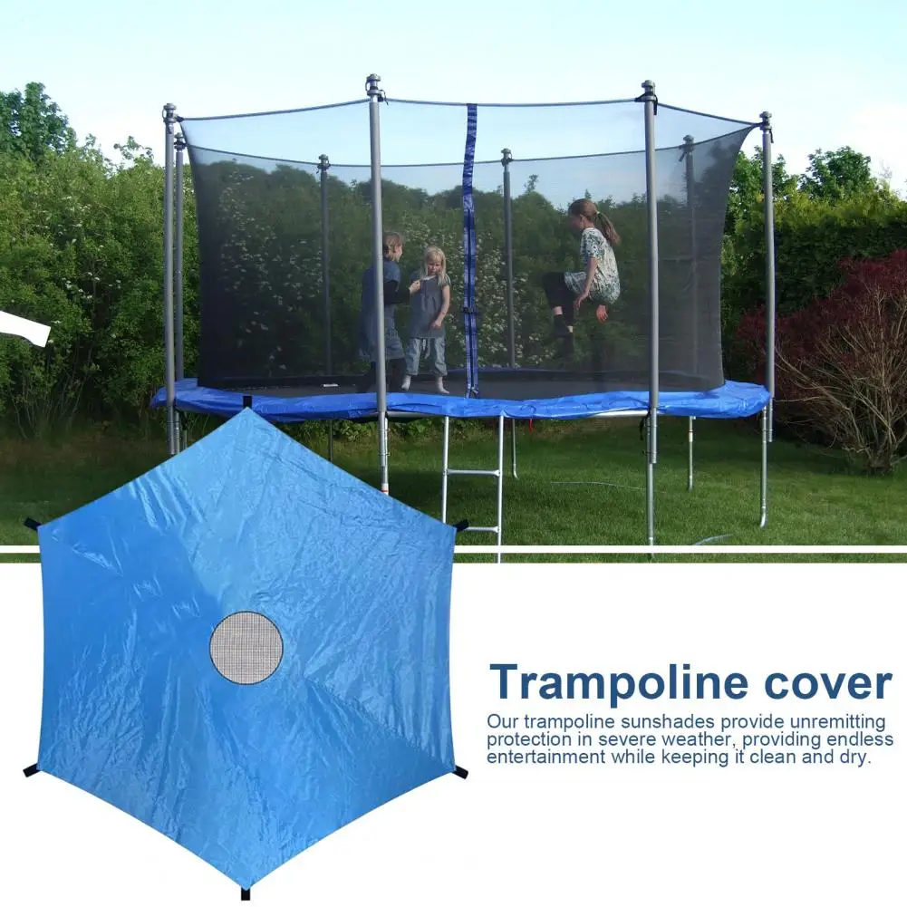 Outdoor Trampoline Shade Sun Cover 6 Poles Waterproof Trampoline Canopy Rainproof Tent Cover 6/8/10/12/14 Feet