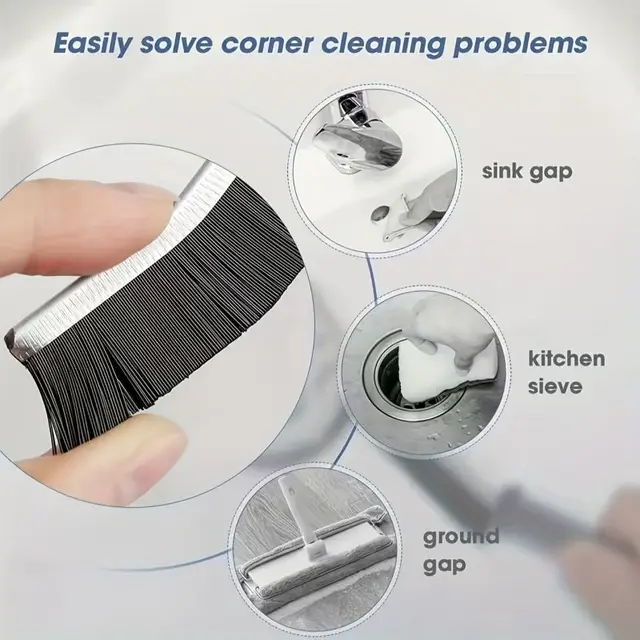 Brosse de nettoyage de crevasses à poils durs, pour coins à coutures fines, rainure, outils de nettoyage de vitres, cuisine, salle de bains, brosse à Joints de carreaux de maison 6