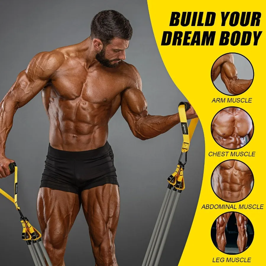 Heavy Resistance Bands for Working Out, 350lbs Exercise Bands with Handles, Workout Bands Set for Men, Fitness Weight Bands for