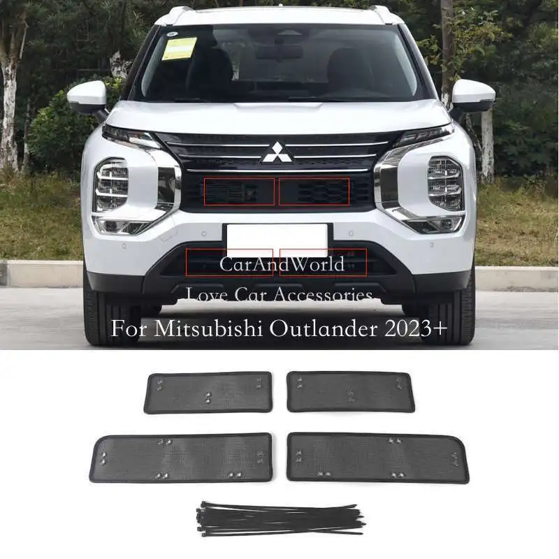 Car Insect Screening Mesh Front Grilles Insert Net Water Tank Engine Cover  Trims Accessories For Mitsubishi Outlander 2017-2023