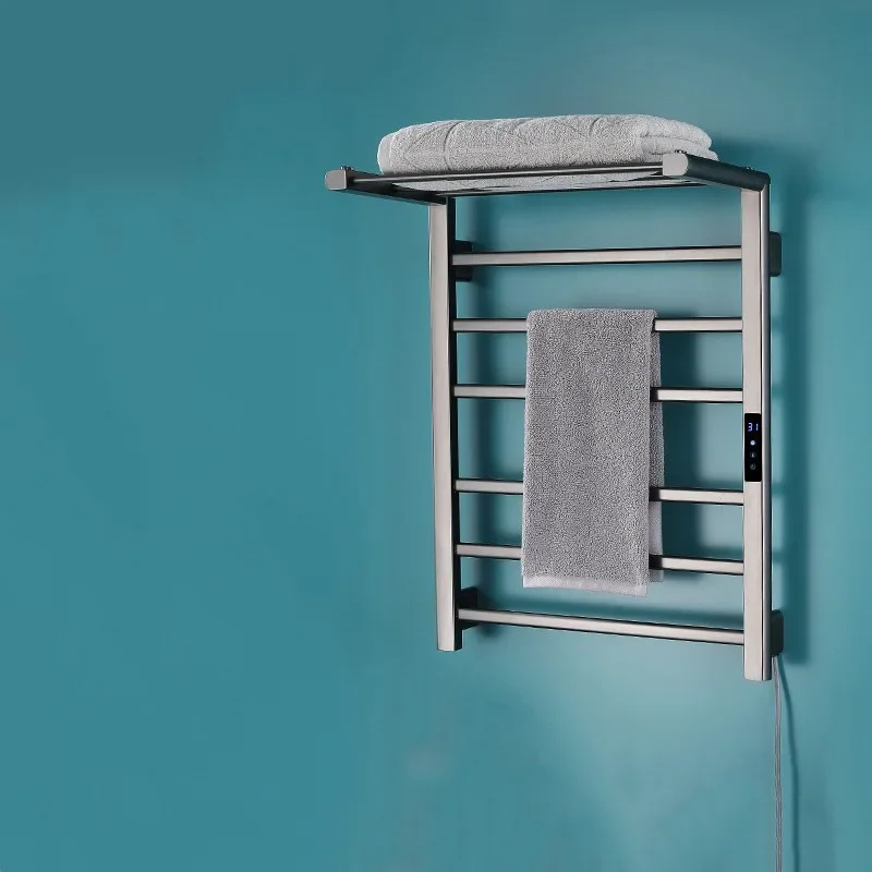 Electric towel rack drying sterilization with storage rack stainless steel bath towel folding touch screen bathroom bar
