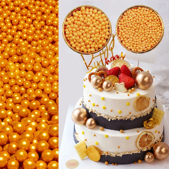 50g 2-14mm Edible Colorful Beads Pearl Sugar Ball Fondant Cake Baking  Sprinkles Gold Ball Wedding Cake Decoration Candy Clay