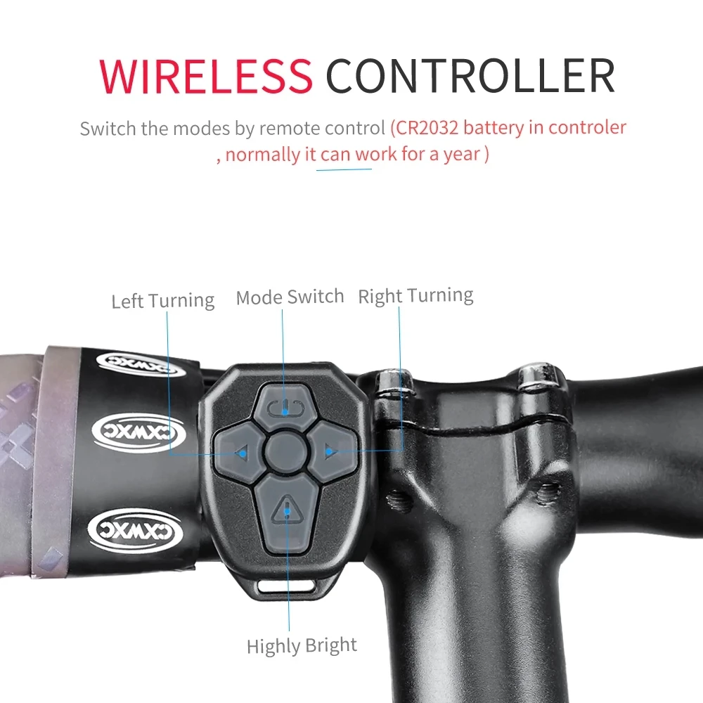 자전거 라이트 USB 충전식 테일 라이트 경고 자전거 후면 조명 스마트 무선 원격 회전 신호등 LED 자전거 랜턴