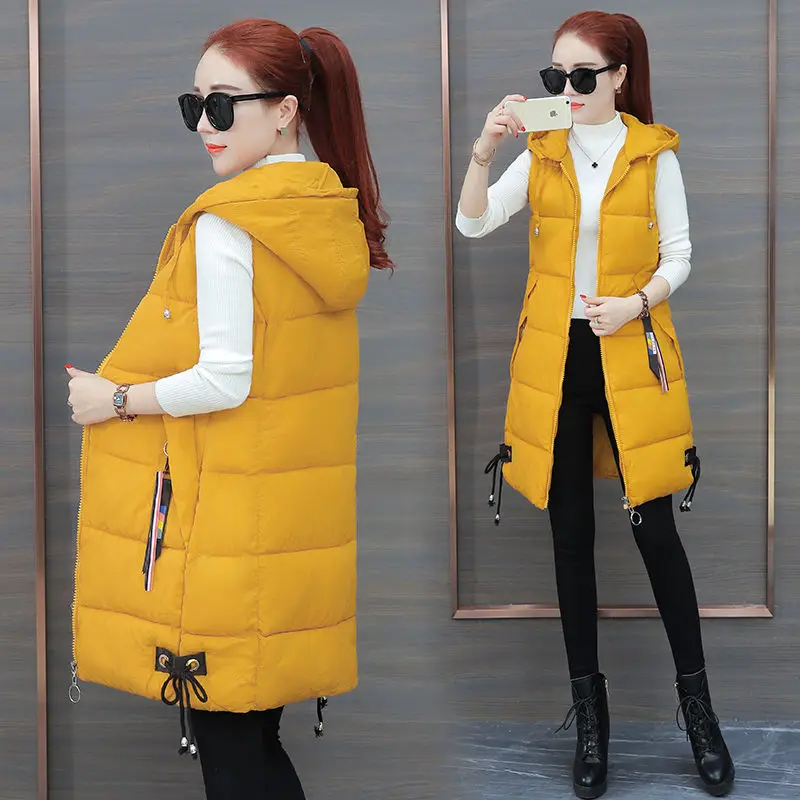 

2023 Women's Vest Autumn Winter Cotton Hot Selling Long Vest Elegant Female Warm Waistcoat Loose Sleeveless Vest Jacket H84