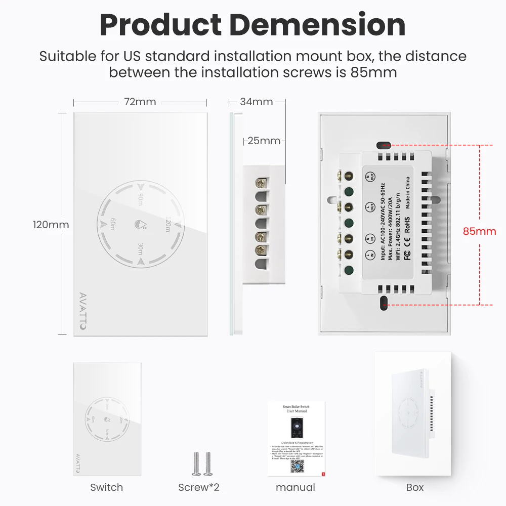 WiFi Smart Boiler Switch,Israel Stand Switch with Energy Monitor,Work for Alexa