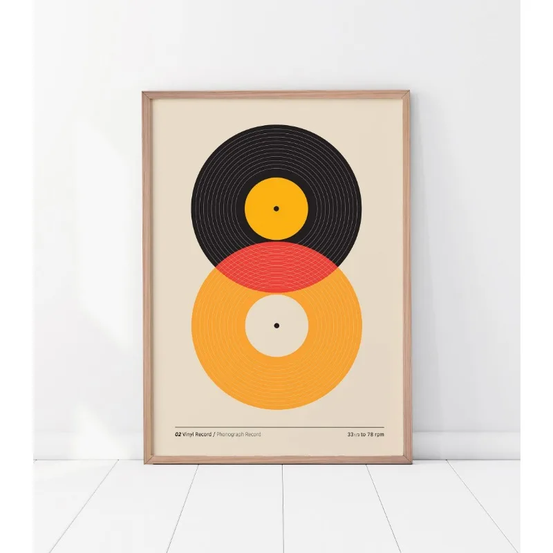 Vintage Vinyl Record Canvas Art - Minimalist Turntable Wall Decor