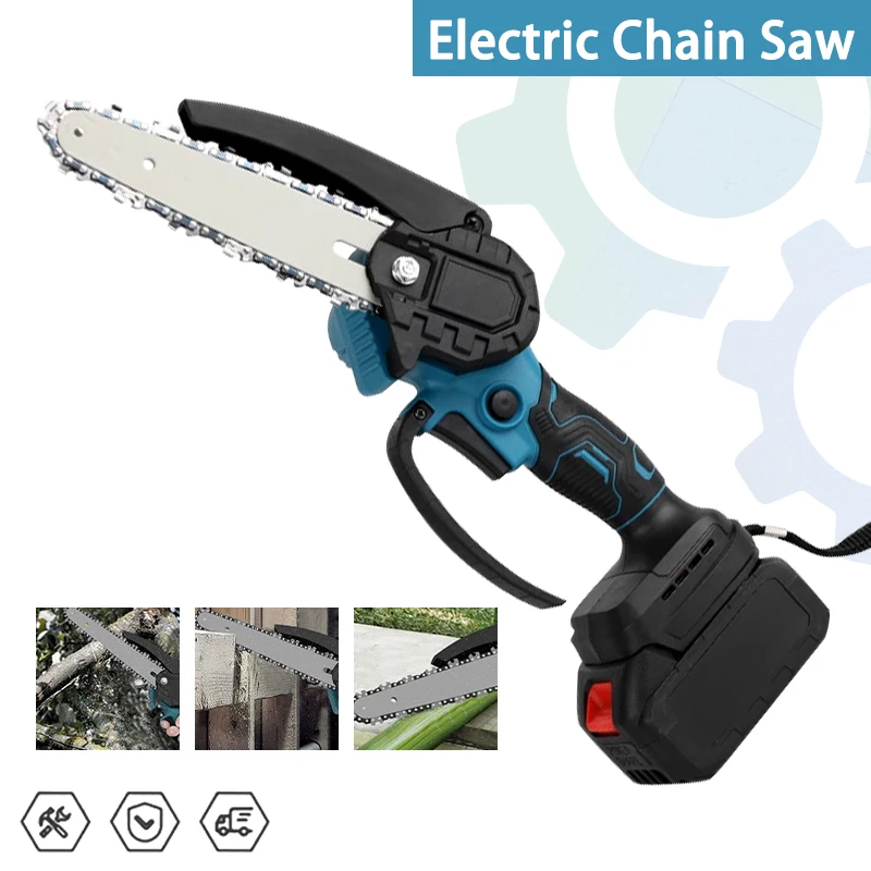 6 Inch Electric Chain Saw Handheld Chainsaw Tree Wood Cutter Pruning Portable Garden Power Tool Compatible Makita Battery