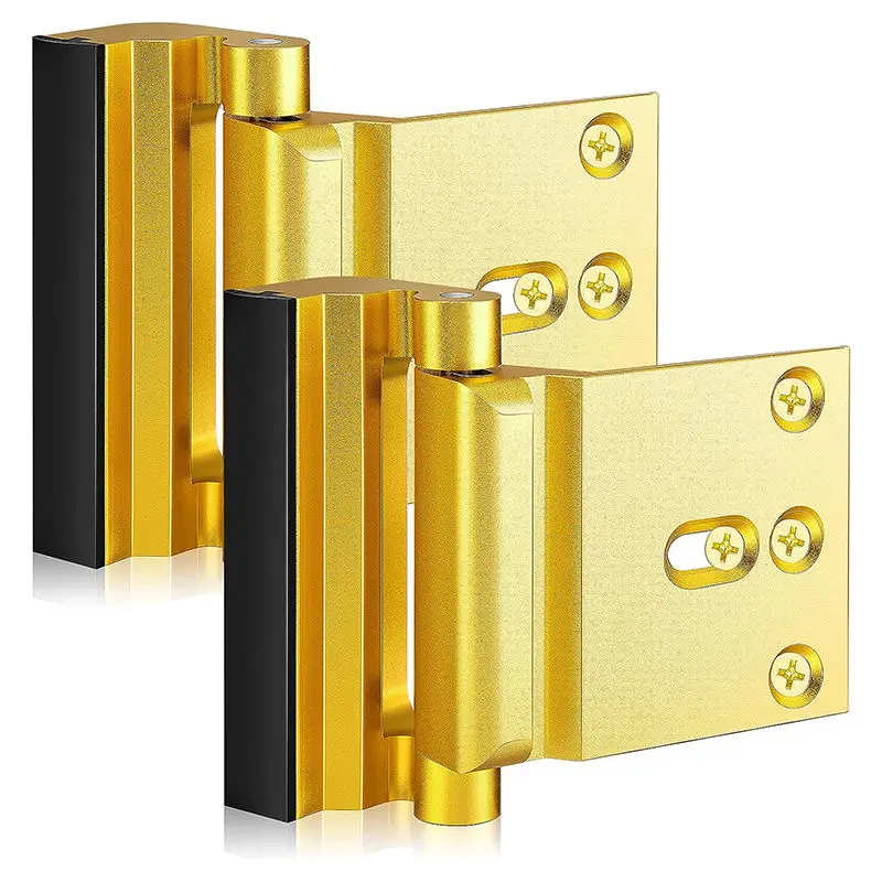 Door Reinforcement Locks Home Security Door Lock for Toddler Childproof Lock Night Withstand 800 Lbs Gold