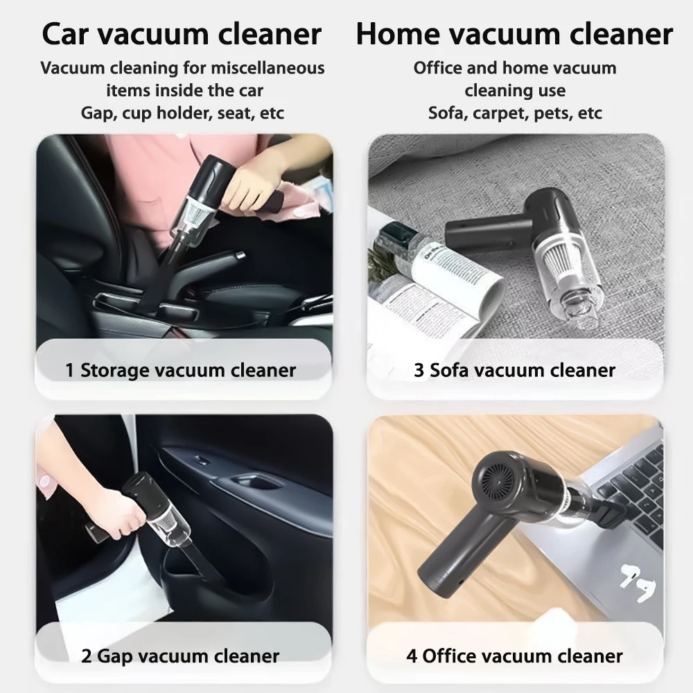 Wireless Vacuum Cleaner Vacuum Cleaner Portable Vacuum Cleaner Portable Wireless Car Vacuum Cleaner Wireless Vacuum Cleaner Dual Use for Home and Car 120W High Power Powerful