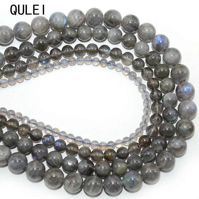 

Natural Labradorite Larvikite Stone Beads Gray Moonstone Round Loose Spacer Beads For Jewelry DIY Making Bracelets 4 6 8 10 12mm