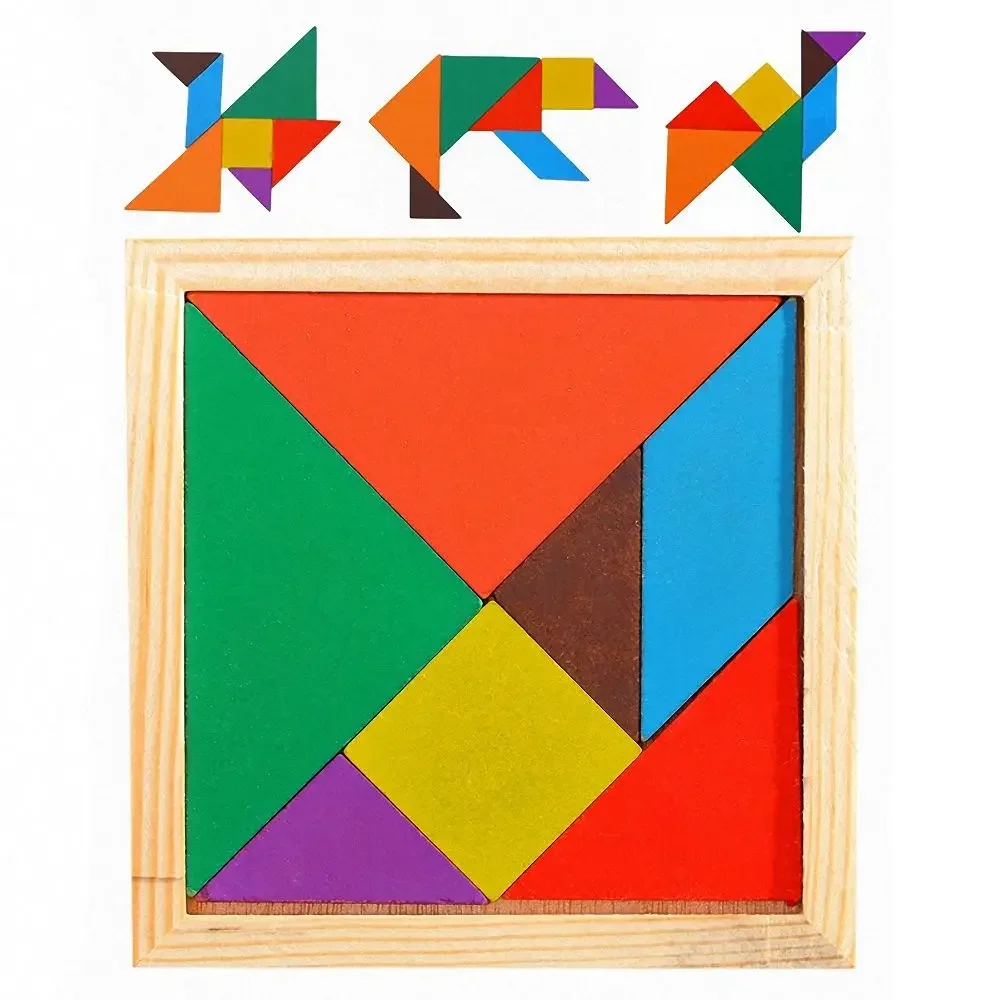 Kids Montessori Wooden Tangram Jigsaw Puzzle Wood Toys Colorful IQ Game Brain Teaser Intelligent Educational Toys for Children jigsaw puzzles,wooden jigsaw puzzles,wooden puzzle toys,educational puzzles,mini jigsaw puzzle,wooden game board toys,wooden blocks toys